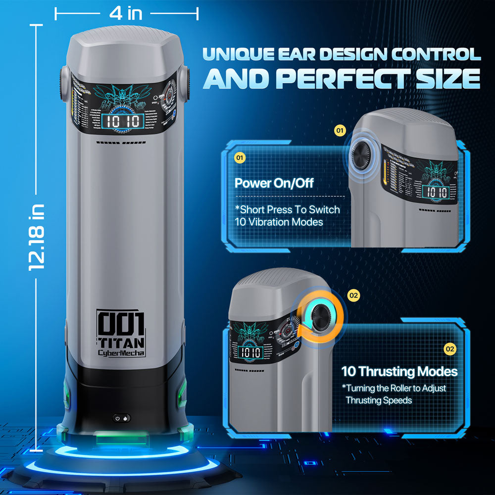 Cyber Skin B Titan Grey Usb Rechargeable Thrusting & Vibrating Auto Masturbator With Heater
