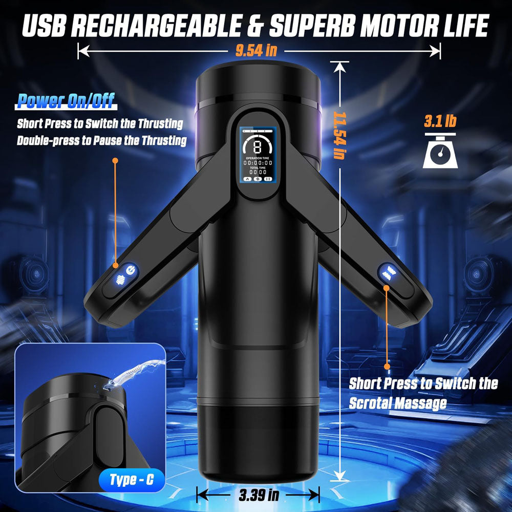 Cyber Skin The Wing Black Usb Rechargeable Thrusting & Massaging Auto Masturbator With Heater
