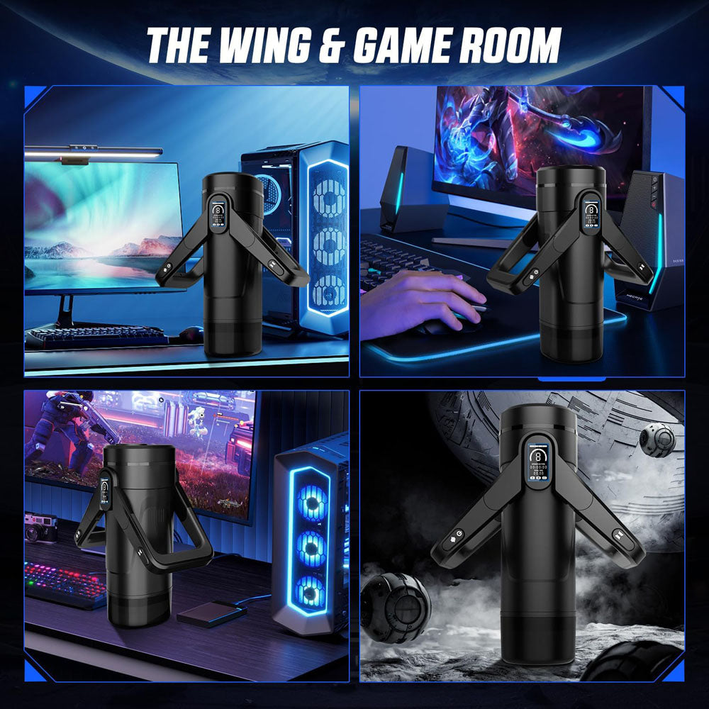 Cyber Skin The Wing Black Usb Rechargeable Thrusting & Massaging Auto Masturbator With Heater