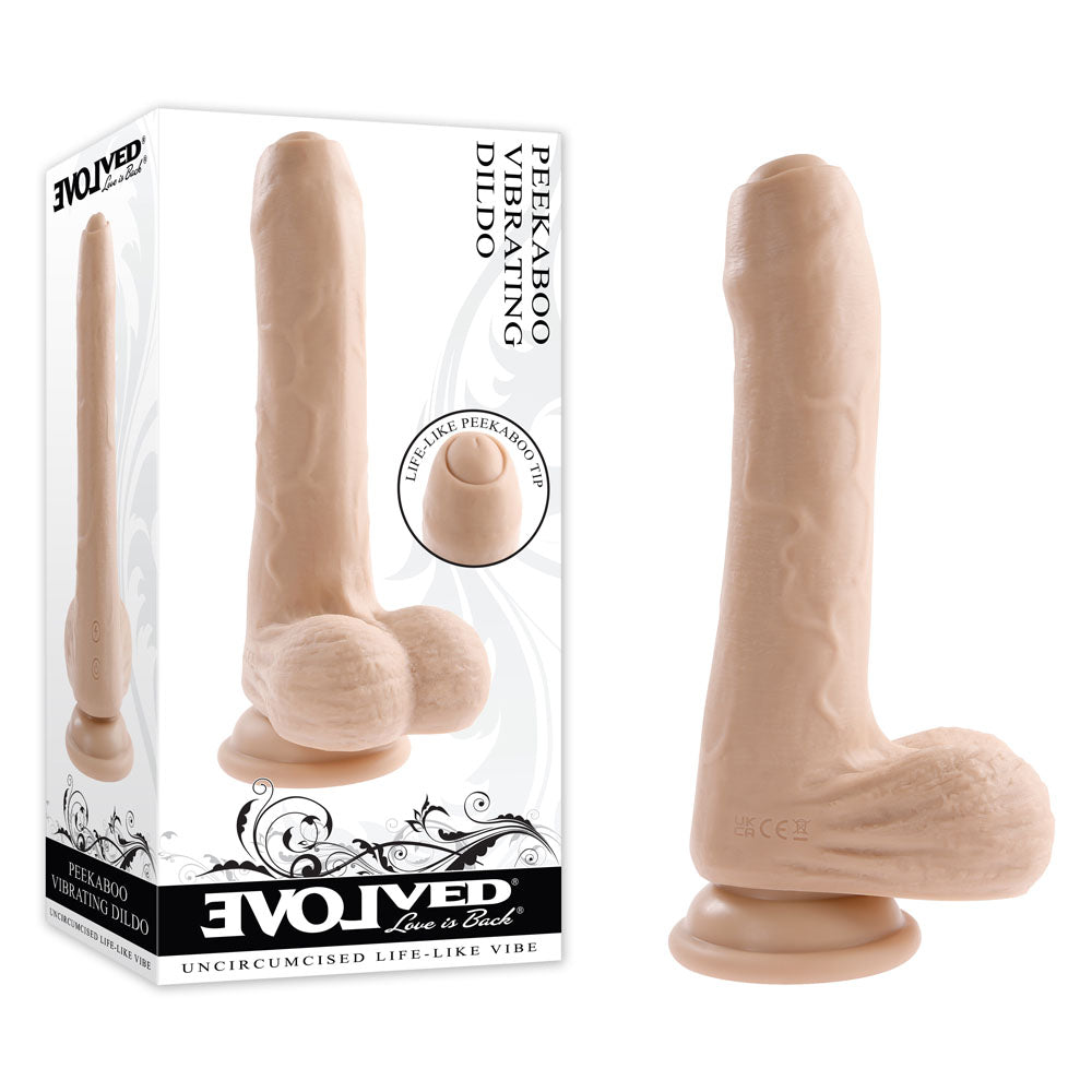 Evolved Peek A Boo Vibrating Dildo Light Flesh 20.3 Cm Usb Rechargeable Vibrating Uncut Dong