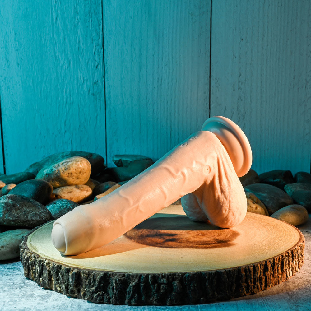 Evolved Peek A Boo Vibrating Dildo Light Flesh 20.3 Cm Usb Rechargeable Vibrating Uncut Dong