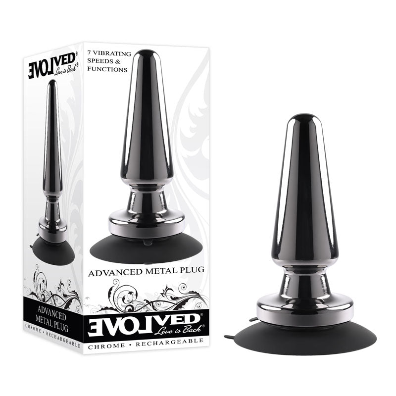 Evolved Advanced Metal Plug Black Chrome 13.8 Cm Usb Rechargeable Vibrating Butt Plug