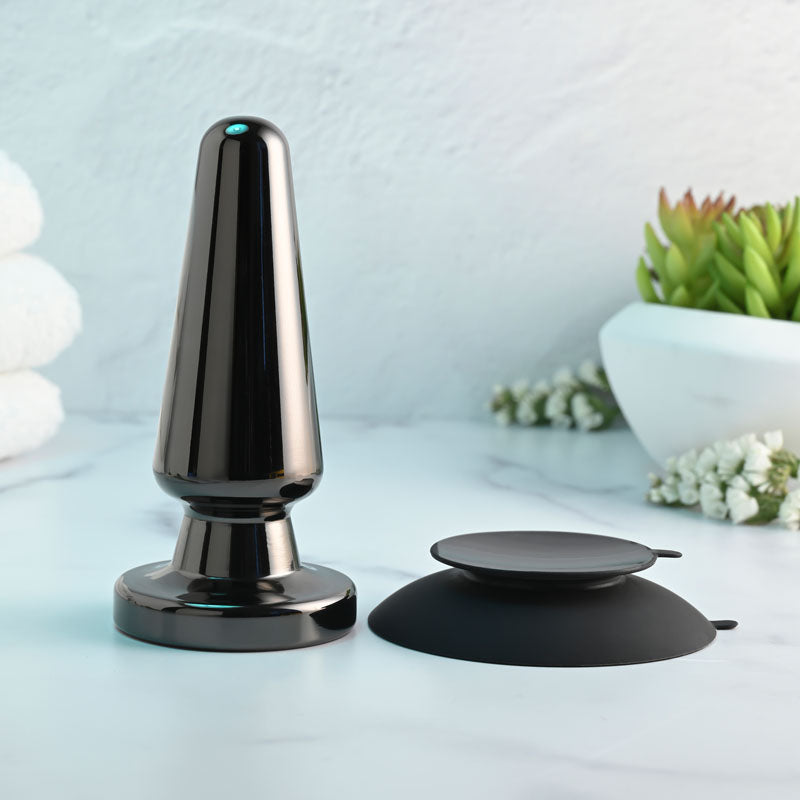 Evolved Advanced Metal Plug Black Chrome 13.8 Cm Usb Rechargeable Vibrating Butt Plug