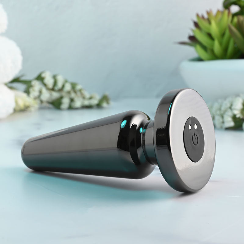Evolved Advanced Metal Plug Black Chrome 13.8 Cm Usb Rechargeable Vibrating Butt Plug