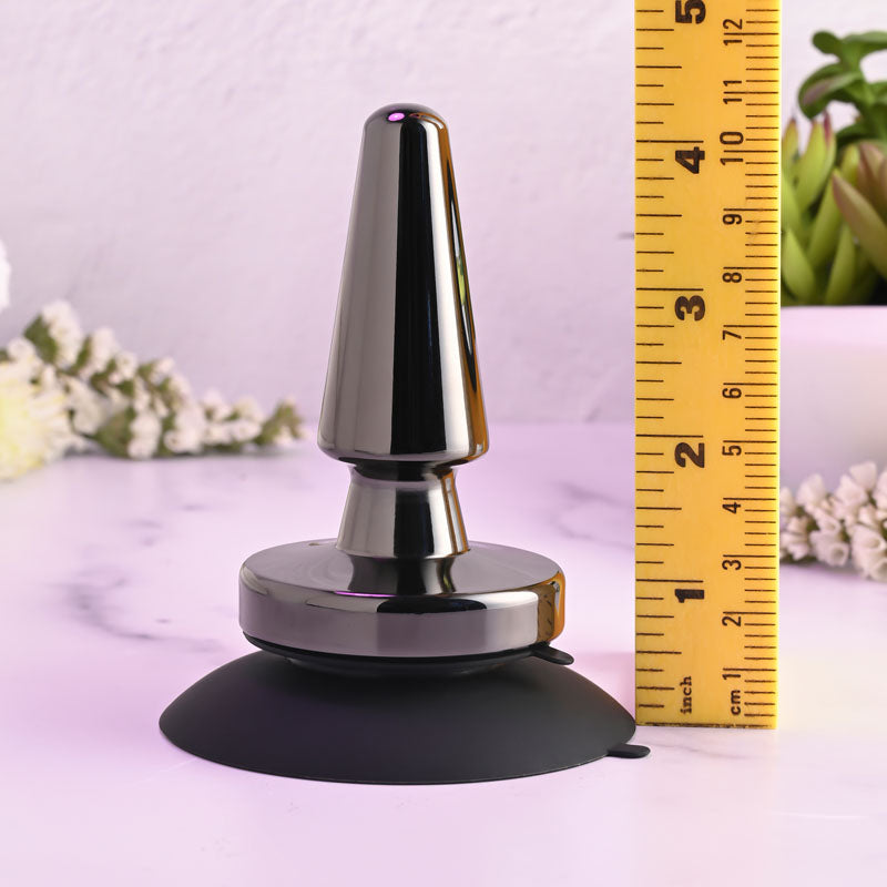 Evolved Beginner Metal Plug Black Chrome 11.2 Cm Usb Rechargeable Vibrating Butt Plug