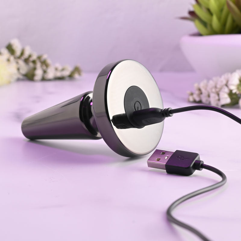 Evolved Beginner Metal Plug Black Chrome 11.2 Cm Usb Rechargeable Vibrating Butt Plug