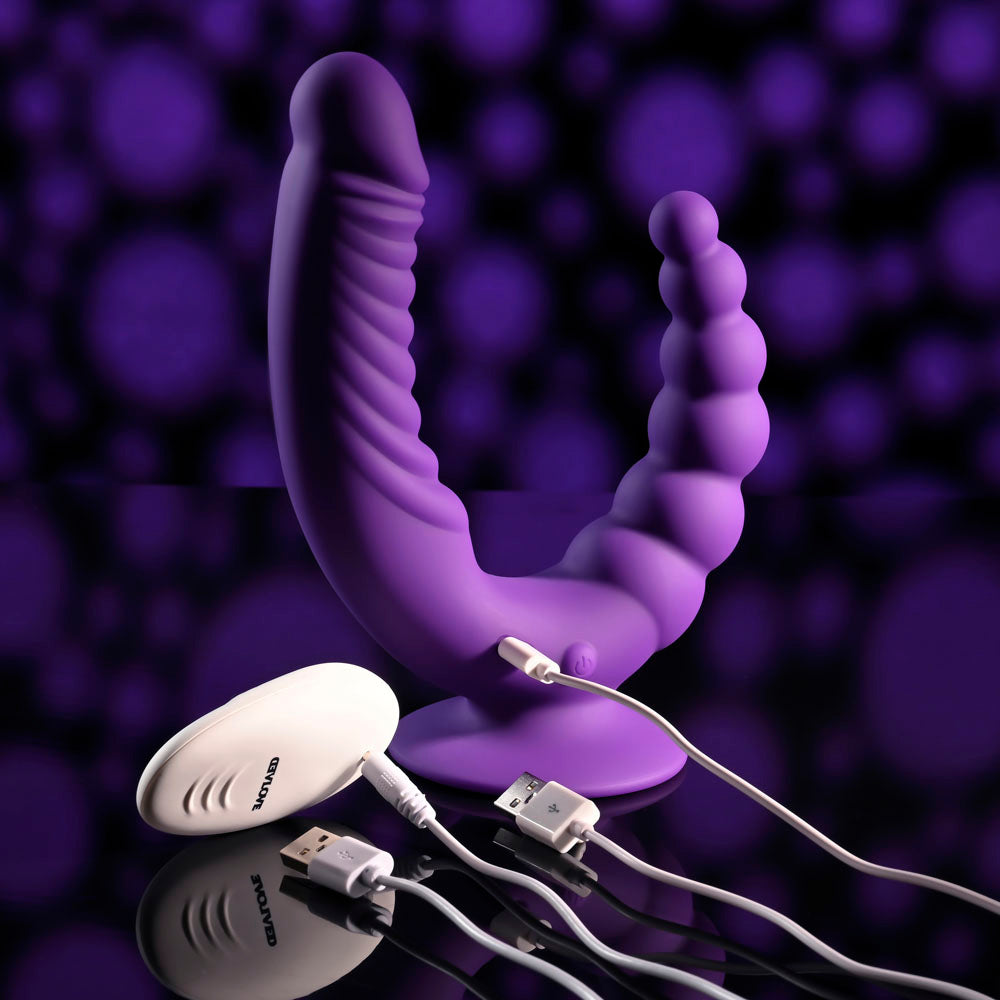 Evolved The Rider Purple Usb Rechargeable Double Ended Vibrator With Wireless Remote