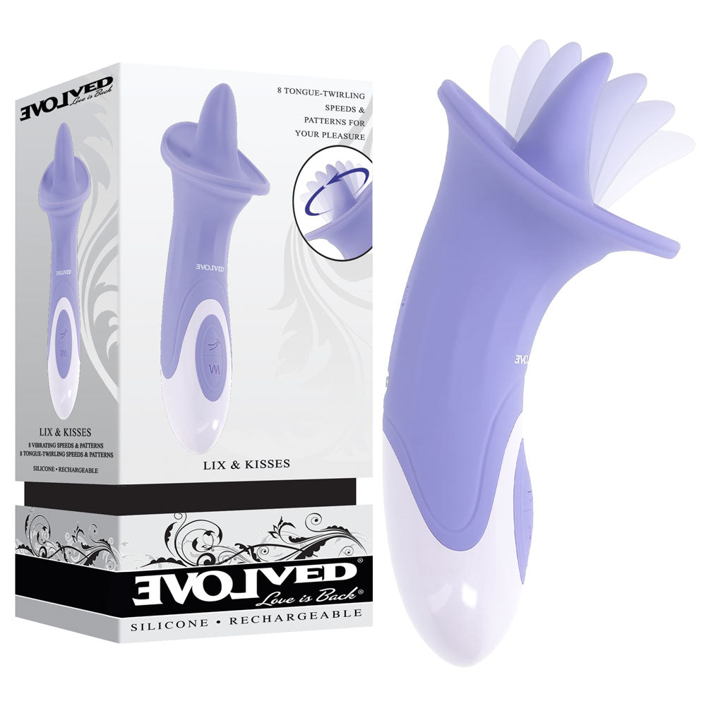 Evolved Lix & Kisses Purple 18.7 Cm Usb Rechargeable Flicking Tongue Stimulator