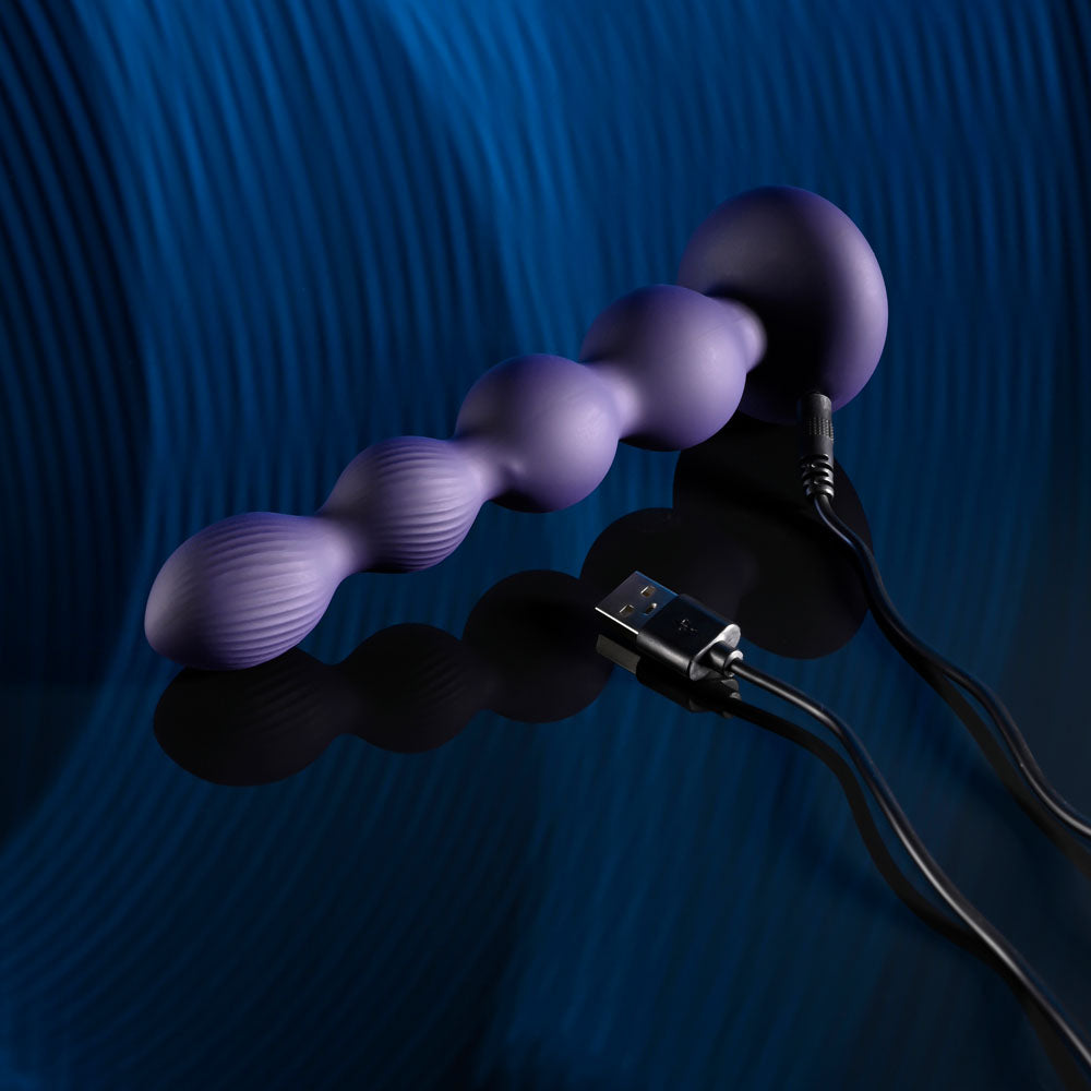Evolved Pleasure Orbit Navy Blue 17.8 Cm Usb Rechargeable Twirling & Vibrating Anal Beads With Remote