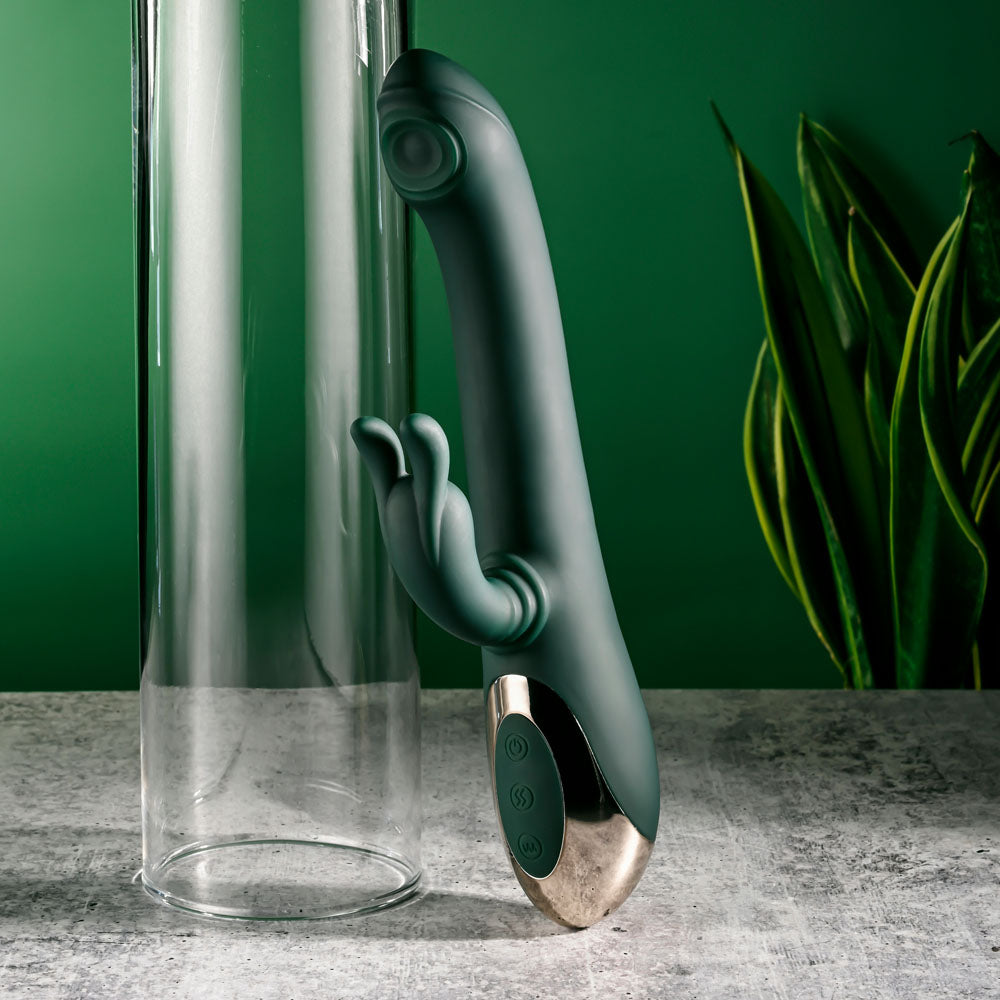 Evolved Rabbit Tap Tap Green 25 Cm Usb Rechargeable Rabbit Vibrator With Tapping Tip