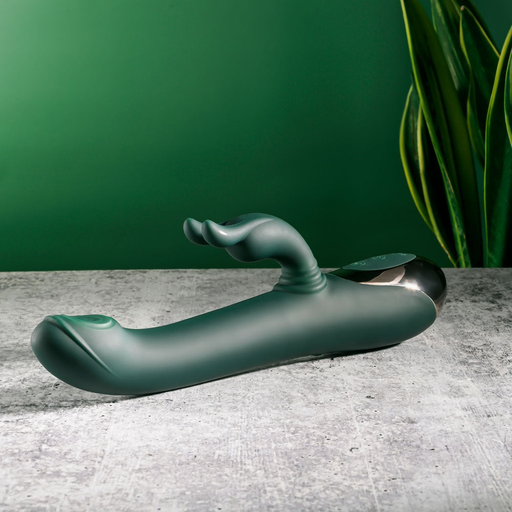 Evolved Rabbit Tap Tap Green 25 Cm Usb Rechargeable Rabbit Vibrator With Tapping Tip