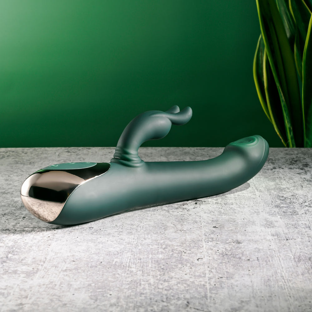 Evolved Rabbit Tap Tap Green 25 Cm Usb Rechargeable Rabbit Vibrator With Tapping Tip