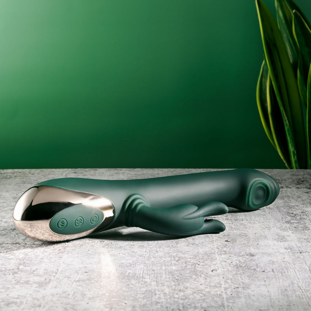 Evolved Rabbit Tap Tap Green 25 Cm Usb Rechargeable Rabbit Vibrator With Tapping Tip