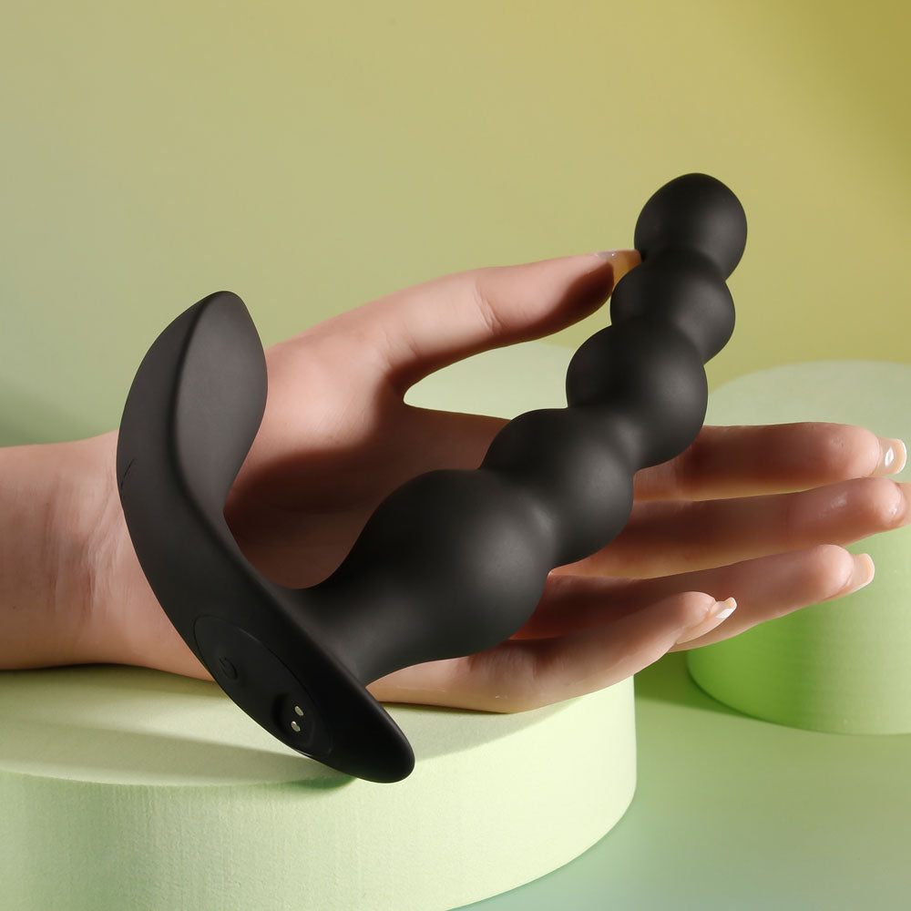 Evolved Bead Me Up Black 16.8 Cm Usb Rechargeable Vibrating Anal Beads With Wireless Remote