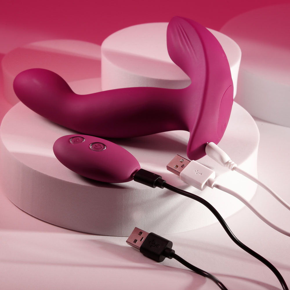 Evolved Come On Over Burgundy Red 15.9 Cm Usb Rechargeable Vibrator With Wireless Remote