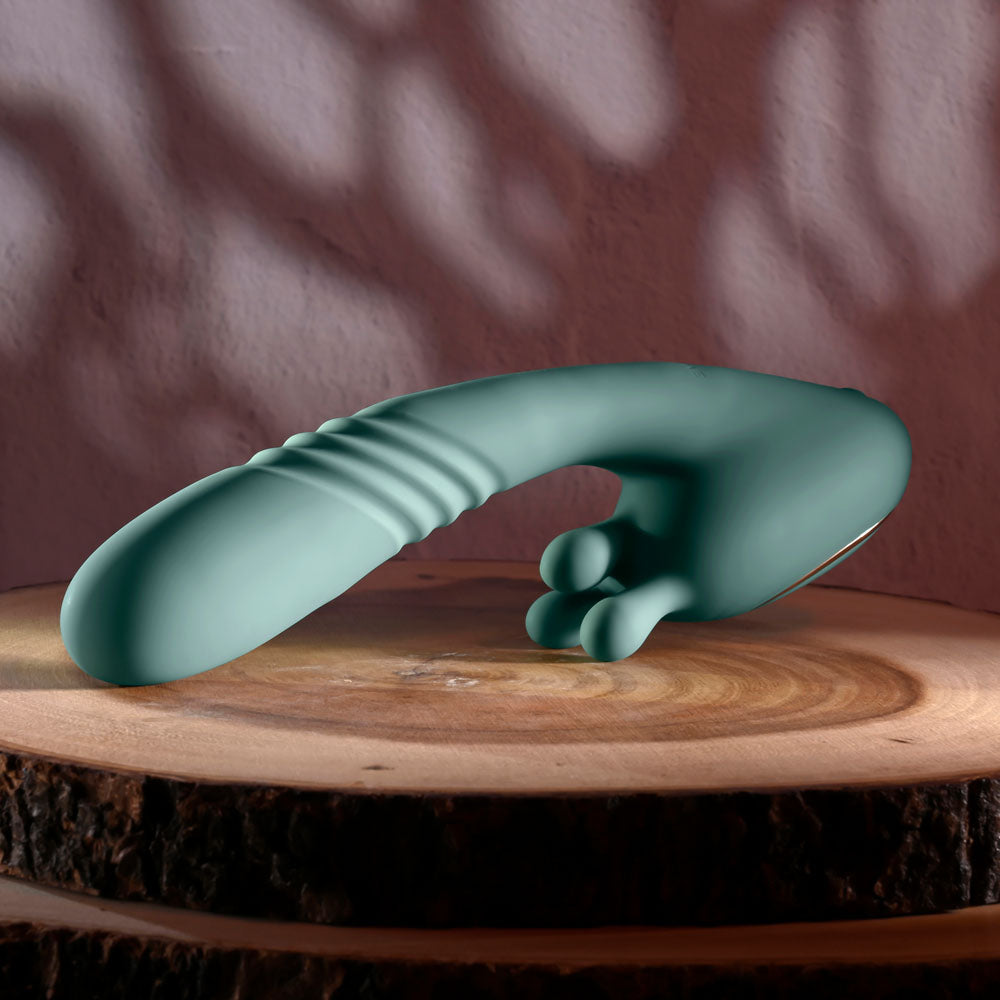 Evolved Thrust Into Ecstasy Green 21 Cm Usb Rechargeable Thrusting & Rotating Vibrator