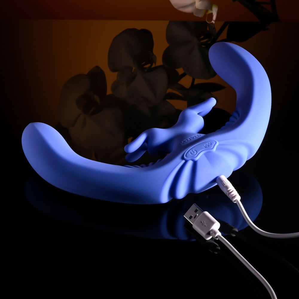 Evolved Lovebirds Purple 20.8 Cm Usb Rechargeable Double Ended Rabbit Vibrator With Remote
