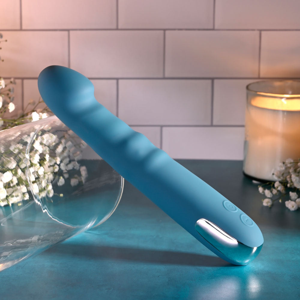 Evolved Queen Of All Trades Blue 22.6 Cm Usb Rechargeable Thrusting & Rotating Vibrator
