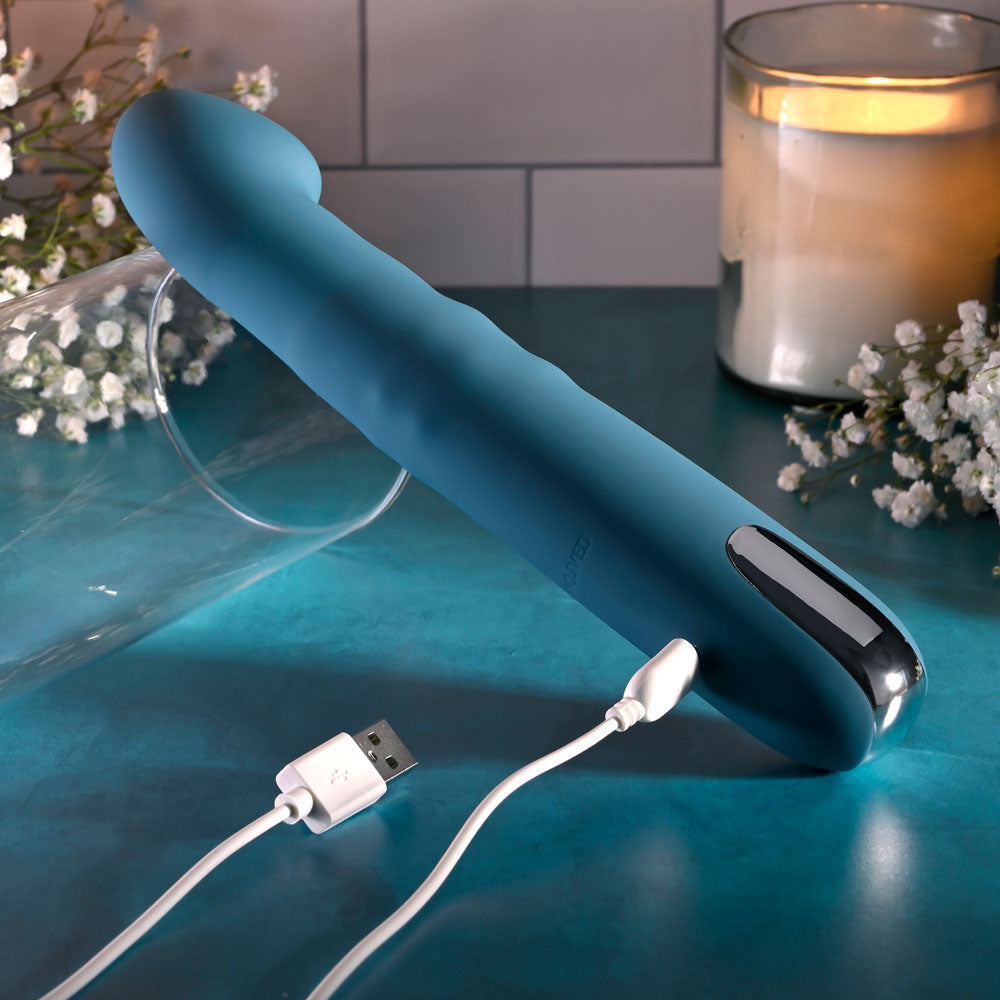 Evolved Queen Of All Trades Blue 22.6 Cm Usb Rechargeable Thrusting & Rotating Vibrator