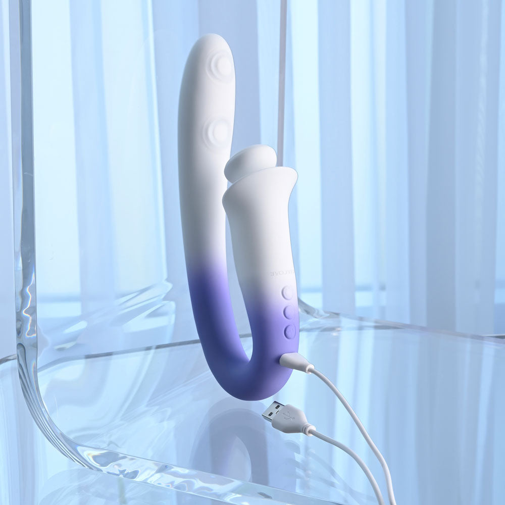 Evolved Spring Loaded White/Purple 23 Cm Usb Rechargeable Multi Tapping Vibrator