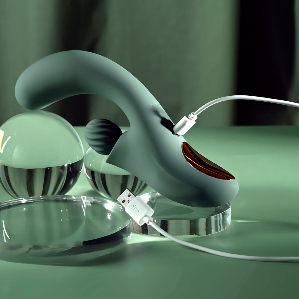 Evolved Spiral Charm Green 18 Cm Usb Rechargeable Rabbit Vibrator