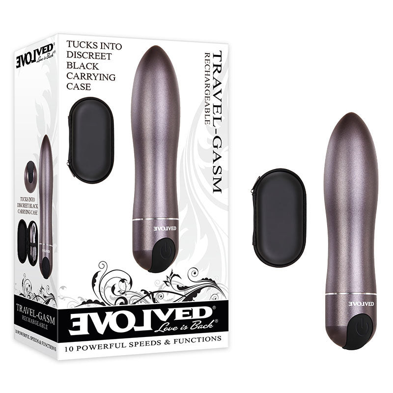 Evolved Travel Gasm Gray 9 Cm Usb Rechargeable Bullet With Travel Case