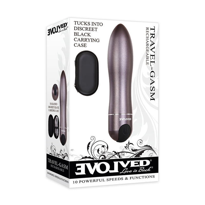 Evolved Travel Gasm Gray 9 Cm Usb Rechargeable Bullet With Travel Case