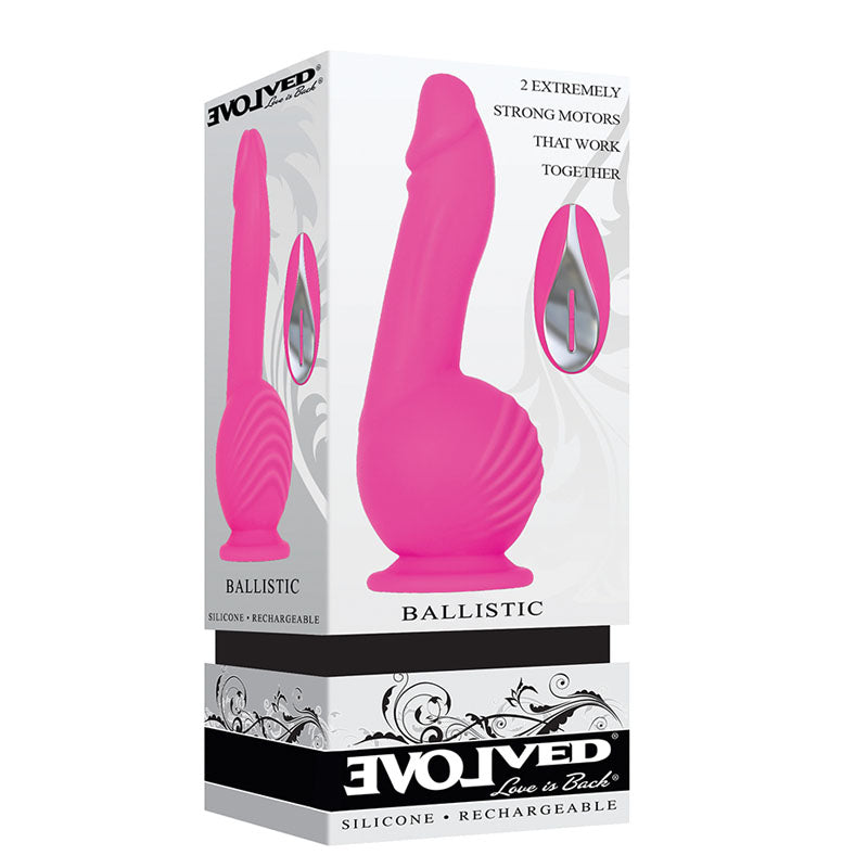 Evolved Ballistic Pink 19 Cm Usb Rechargeable Vibrating Dong With Balls Motor & Remote