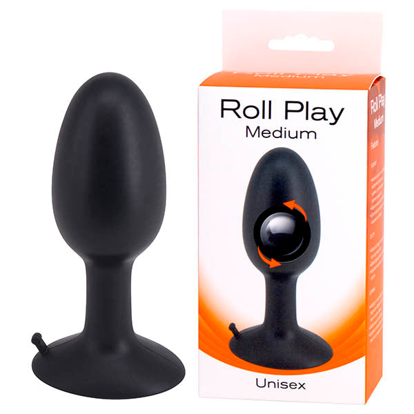 Roll Play Black Medium 10 Cm Butt Plug With Internal Ball