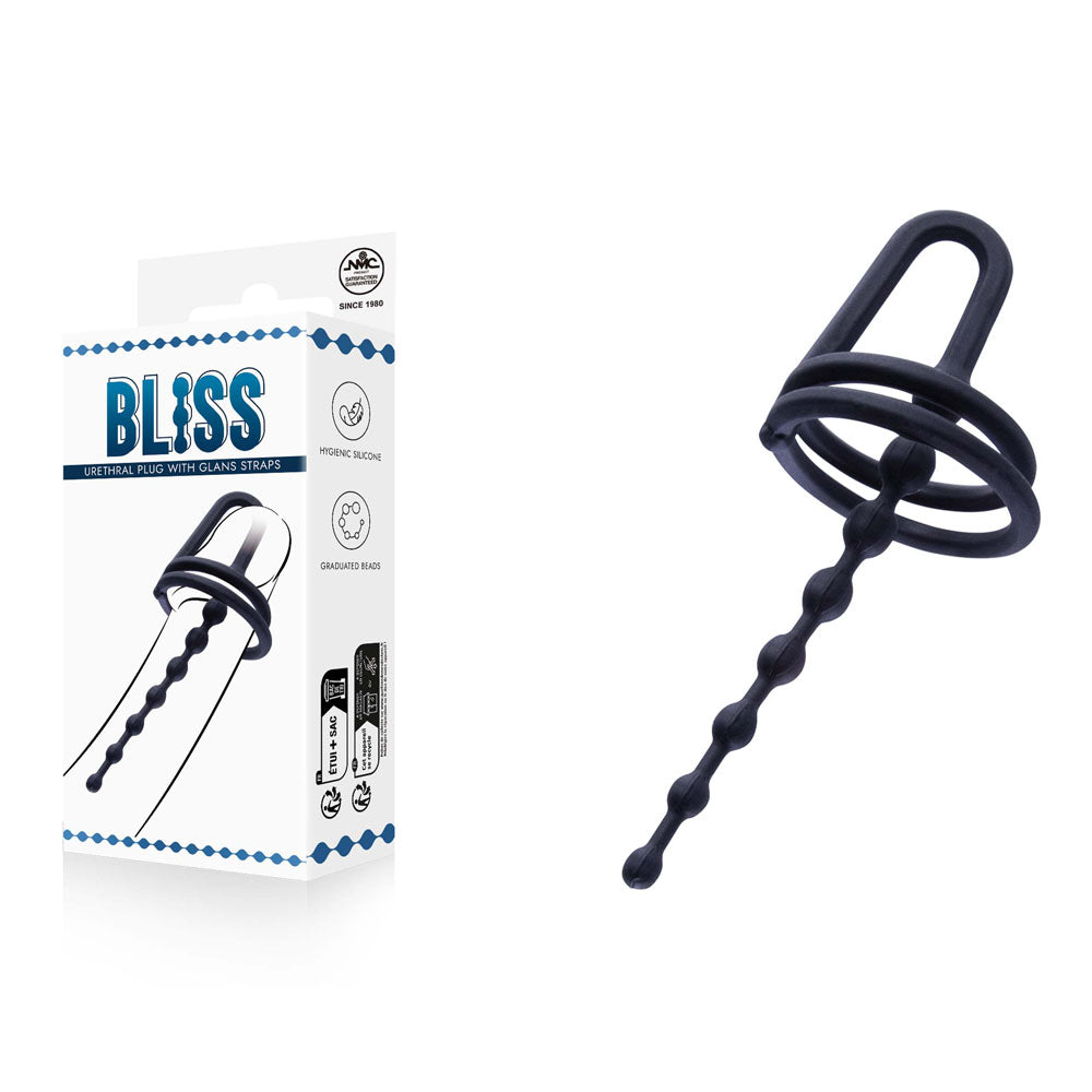 Bliss Black Urethral Plug With Glans Ring