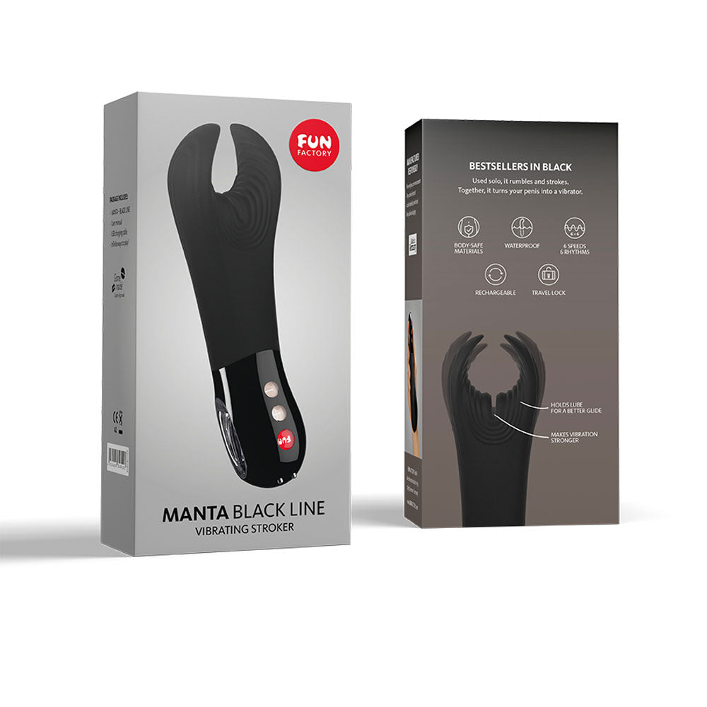 Fun Factory Manta Black Black 18 Cm Usb Rechargeable Mens & Couples Vibrator