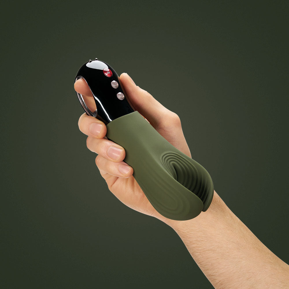 Fun Factory Manta Moss Green Black Moss Green 18 Cm Usb Rechargeable Mens & Couples Vibrator