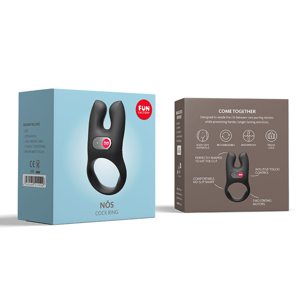 Fun Factory Nos Black Black Usb Rechargeable Vibrating Cock Ring