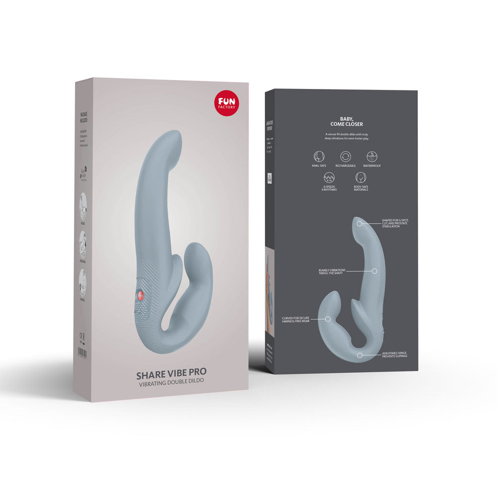 Fun Factory Share Vibe Pro Cool Grey Grey Usb Rechargeable Strapless Strap On