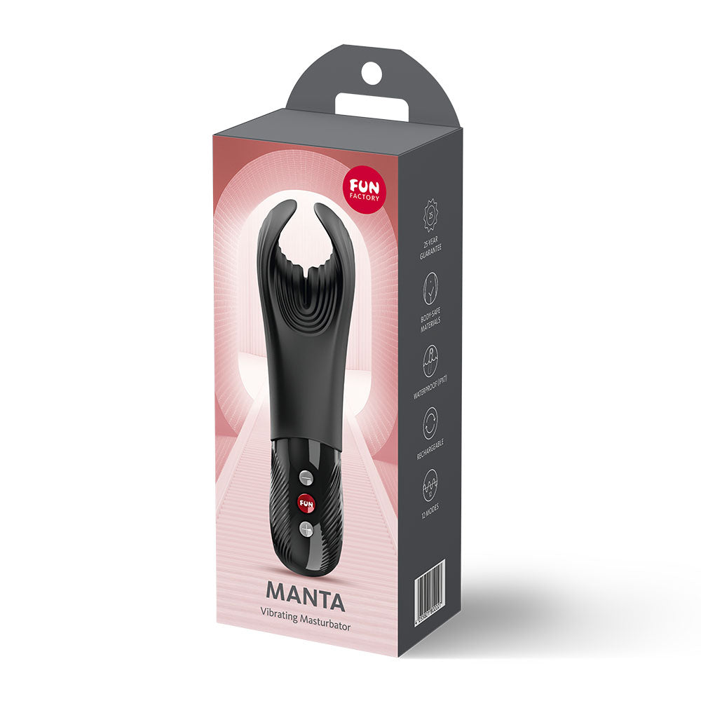 Fun Factory Manta Black Black Usb C Rechargeable Unisex Vibrator