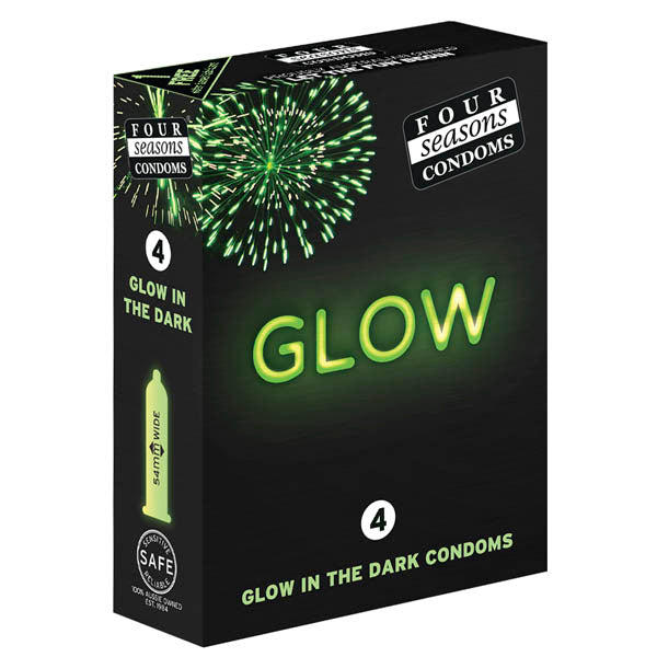 Four Seasons Glow N' Dark Condoms Glow In The Dark Lubricated Condoms 4 Pack