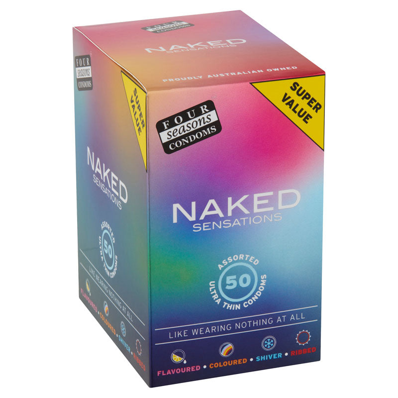 Four Seasons Naked Sensations Condoms Assorted Ultra Thin Lubricated Condoms 50 Pack
