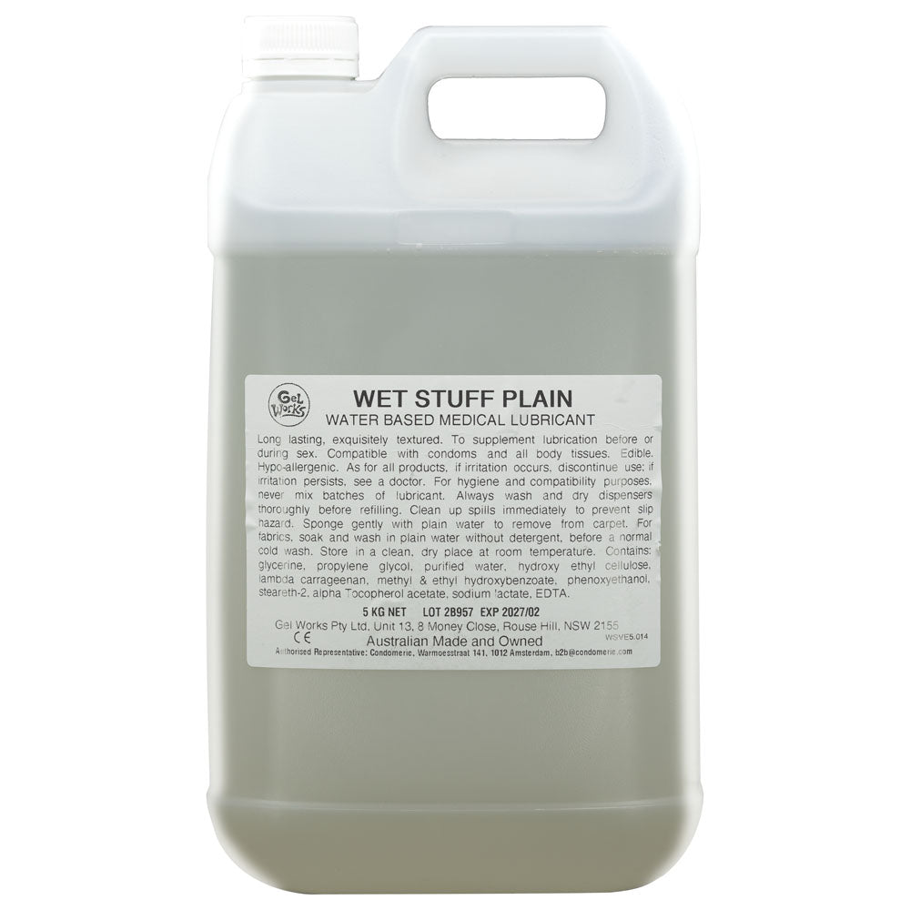 Wet Stuff Plain 5kg Bottle Water Based Lubricant With Vitamin E 5 Kg Bottle