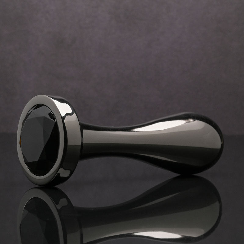 Gender X Black Pearl Gunmetal 12.4 Cm Metal Butt Plug With Black Gem Base