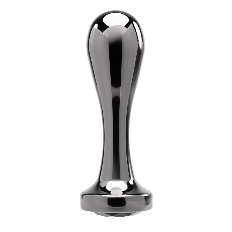 Gender X Black Pearl Gunmetal 12.4 Cm Metal Butt Plug With Black Gem Base