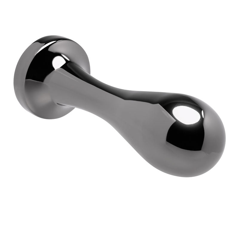 Gender X Black Pearl Gunmetal 12.4 Cm Metal Butt Plug With Black Gem Base