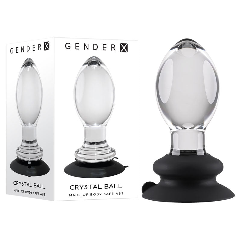 Gender X Crystal Ball Clear Glass 13.6 Cm Butt Plug With Suction Base