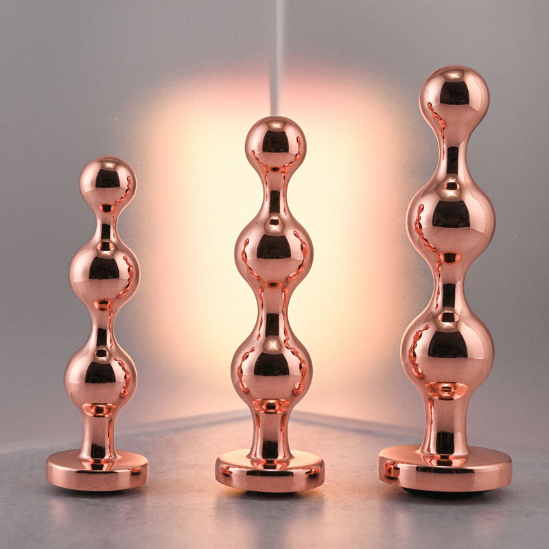 Gender X Gold Digger Set Rose Gold Metallic Butt Plugs Set Of 3 Sizes