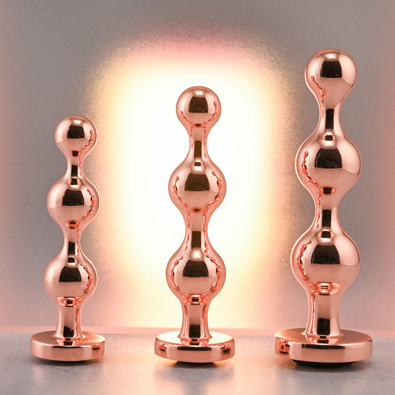 Gender X Gold Digger Set Rose Gold Metallic Butt Plugs Set Of 3 Sizes