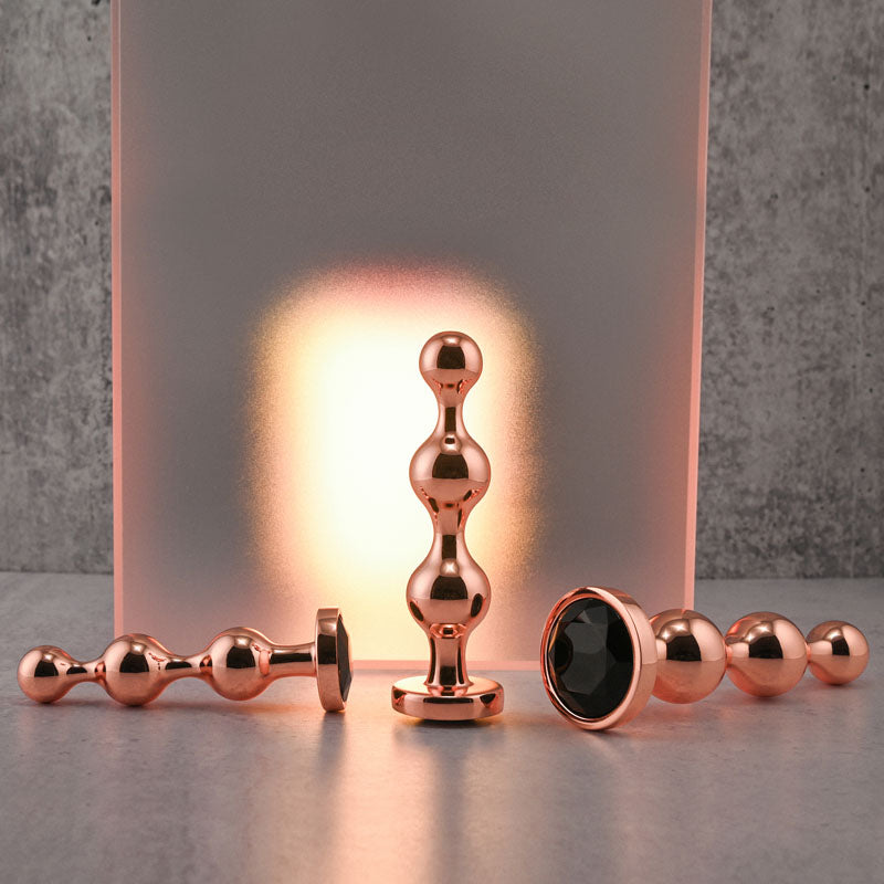 Gender X Gold Digger Set Rose Gold Metallic Butt Plugs Set Of 3 Sizes