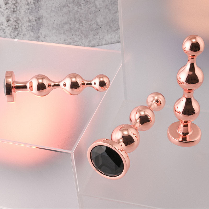 Gender X Gold Digger Set Rose Gold Metallic Butt Plugs Set Of 3 Sizes