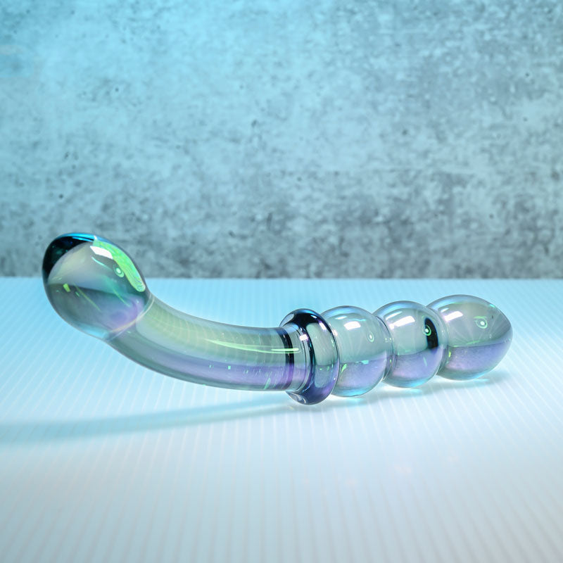 Gender X Lustrous Galaxy Wand Blue/Violet Glass 18.5 Cm Double Ended Massager