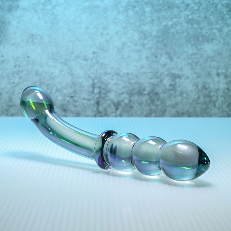 Gender X Lustrous Galaxy Wand Blue/Violet Glass 18.5 Cm Double Ended Massager