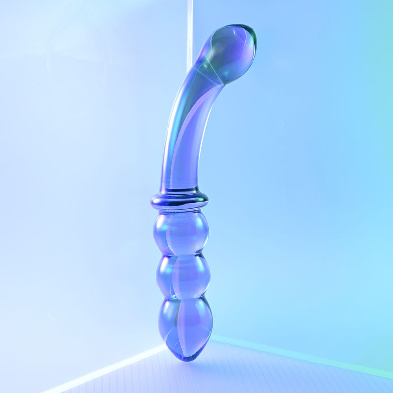 Gender X Lustrous Galaxy Wand Blue/Violet Glass 18.5 Cm Double Ended Massager