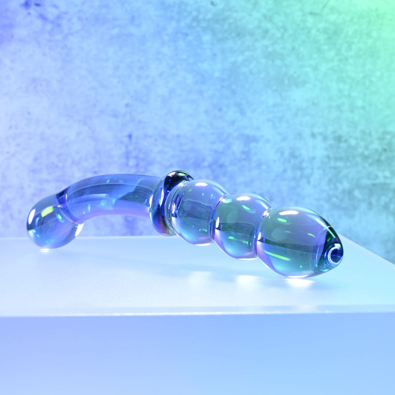 Gender X Lustrous Galaxy Wand Blue/Violet Glass 18.5 Cm Double Ended Massager